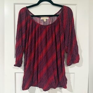 Michael Kors Red and Blue Polka Dot Blouse